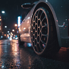 Futuristic automotive tire design with advanced tread pattern