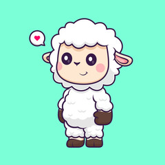 Fototapeta premium Cute Sheep Standing Cartoon