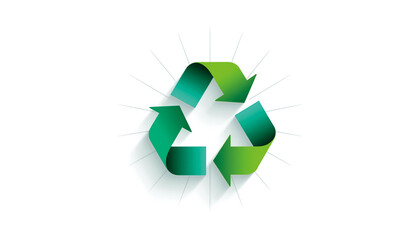 Obraz premium Green and Teal 3D Recycling Symbol on White Background