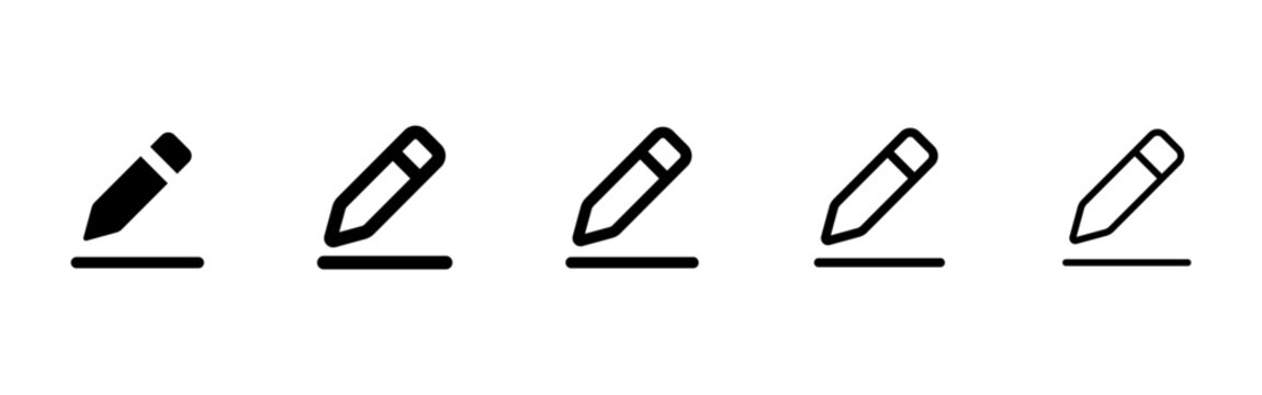 Edit and writing icon with pencil and underline. Symbol of text editing, content creation and document modification. Ideal for user interface design, text editors, content management and writing tools
