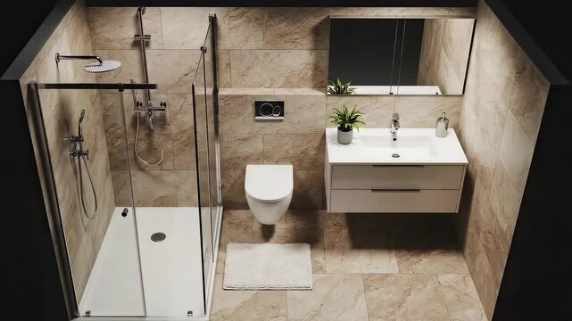 Bathroom renovation timelapse from demolition to modern tiled shower and vanity, complete makeover transformation, before and after.