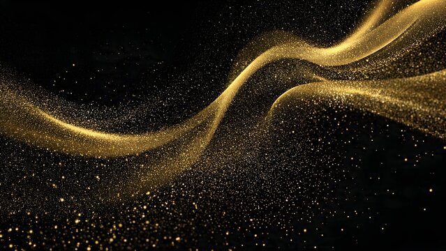Elegant Gold Dust Wave on Black Background