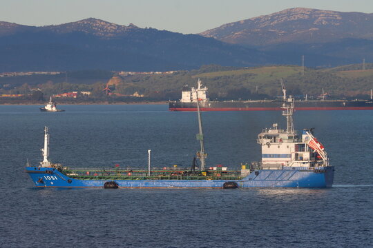IOS I (IMO 9460837, MMSI 229332000), an oil products tanker, moored off Gibraltar, Europe in December 2025 