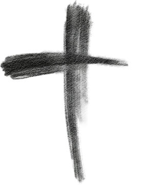 Ashes for Ash Wednesday. Cross from Ash sign of beginning of lenting or fasting period and holy day in Catholic. A cross ash symbol the death of Jesus Christ and sacrifice before easter. 
