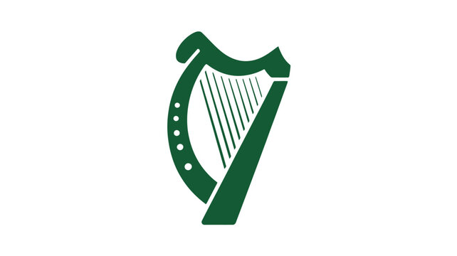 Irish harp symbol vector icon representing Irish cultural heritage tradition St Patrick&rsquo;s Day celebration music and folklore isolated on white background