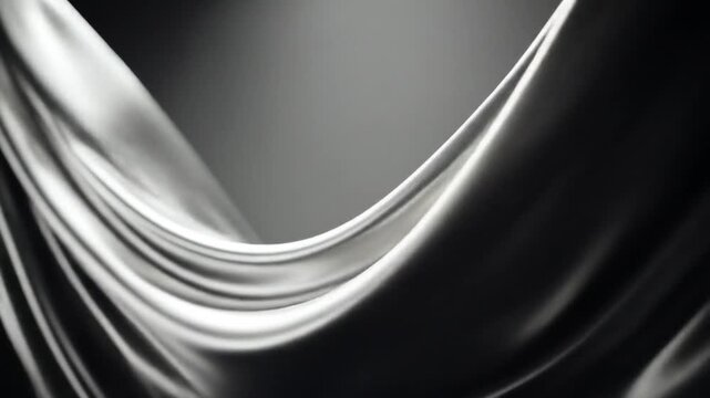 Abstract flowing fabric with soft folds monochrome texture dark background
