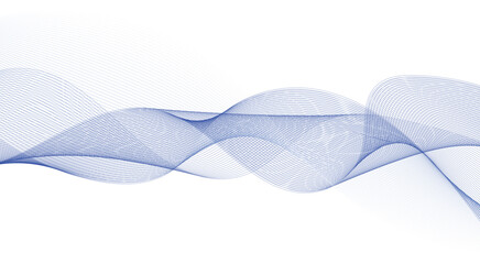Wave lines flowing. Motion dynamic blue lines isolated on white background. Abstract wave element for design. Vector illustration