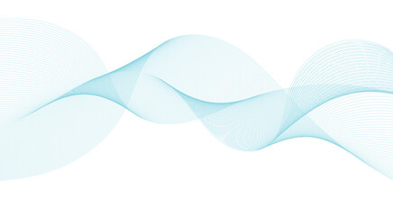 Wave lines flowing. Motion dynamic blue lines isolated on white background. Abstract wave element for design. Vector illustration