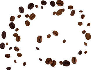 Coffee beans swirl line isolated vector illustration on transparent background