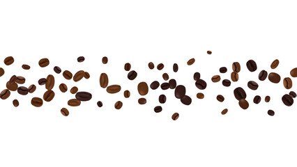 Border horizontal seamless with coffee beans. Beverage banner for coffee shop