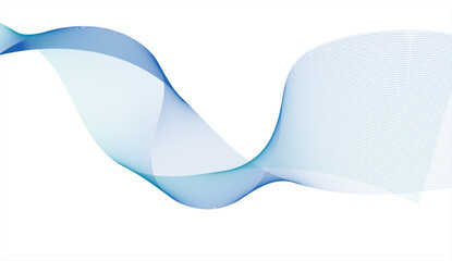 Abstract blue smooth wave on a white background. Dynamic sound wave. Design element. Vector illustration.