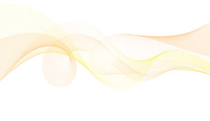 Abstract yellow smooth wave on a white background. Dynamic sound wave. Design element. Vector illustration.