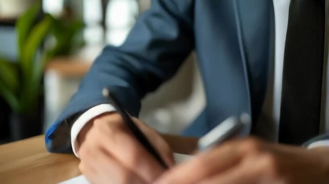 Blurred hands with a pen over graphs on paper create an atmospheric backdrop for demonstrating work processes, analysing data or compiling reports in an office environment.
