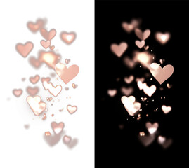 Soft Rose Gold Glowing Hearts Flow with Gentle Light Bloom and Romantic Valentine Mood on Black Background