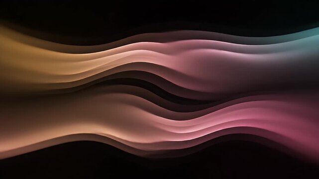 Mesmerizing abstract wavy pattern with soft gradient colors creating a dynamic and fluid visual texture on a dark background, evoking a sense of calm and modern artistic design