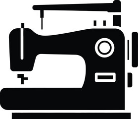 A black silhouette icon representing a sewing machine for crafting and textile work