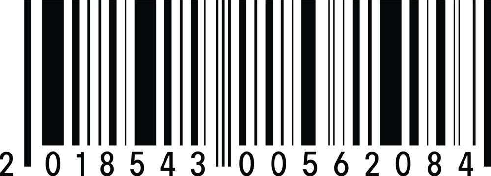 UPC Barcode Label Vector with Numeric Code for Product Packaging and Retail Scanning