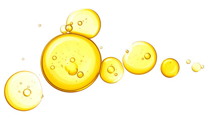 Fototapeta premium Digital artwork of golden, translucent spheres floating against a black backdrop