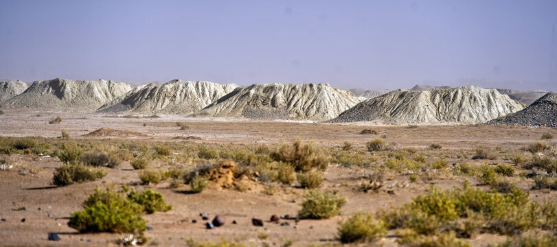 Desert hills marking ancient underground irrigation system in morocco