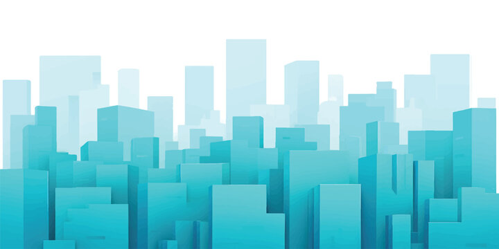 Abstract blue city skyline cityscape featuring 3d skyscraper architecture and urban buildings silhouette reflected in a vector night panorama for business design
