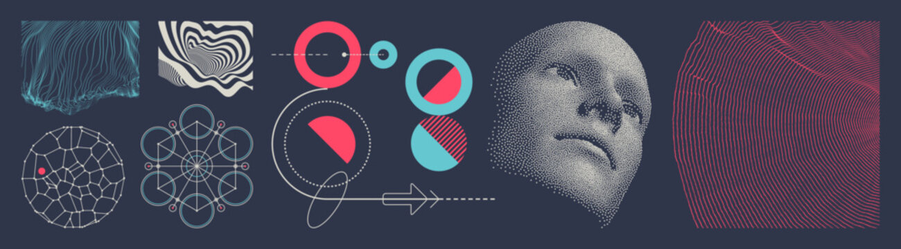 Discovery, studying and learning concept. A person thinks and makes a choice. Scientific illustration. Simple geometric scheme. Vector for banner, poster, cover, brochure, presentation, etc.