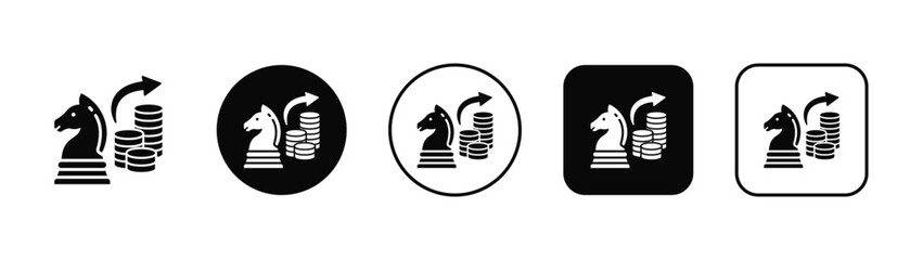 Investment Strategy In Black And White Filled Style