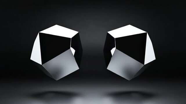 Abstract geometric shapes seamlessly looping for modern visuals black and white polygon design for corporate presentation