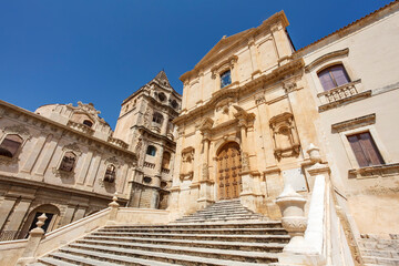 Fototapeta premium Exterior of the Chiesa San Francisco d'Assissi All'Immacolata church in Noto, Sicily, Italy, Europe