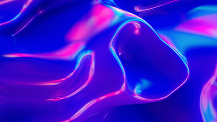 Abstract fluorescent liquid. Neon waves on the background. A beautiful futuristic scene. 3d rendering illustration not AI