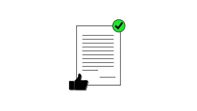 4k Document Paper with Approved Sign and Like. Approved Document Concept Animation Video . Document with Approved Symbol. Approved Document Concept Animation Video - Transparent