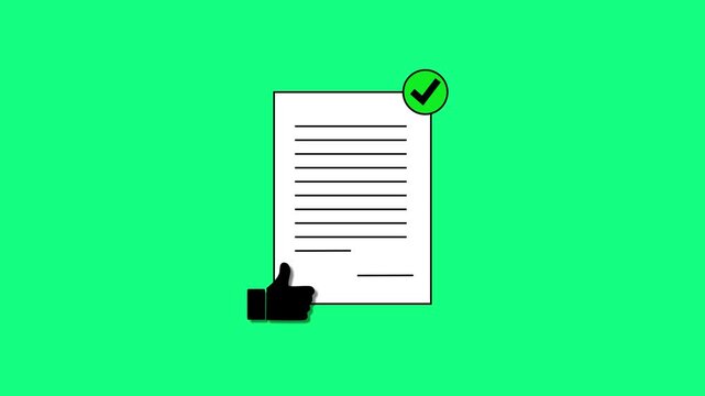 4k Document Paper with Approved Sign and Like. Approved Document Concept Animation Video . Document with Approved Symbol. Approved Document Concept Animation Video - Transparent