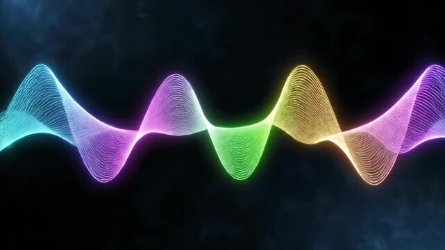 Colorful wavy lines flowing smoothly abstract background,light waves visualisation and presentation element,gradient colored geometric design overlay template animation