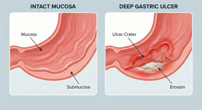Gastric Wall Layers Anatomy and Deep Ulcer Penetration