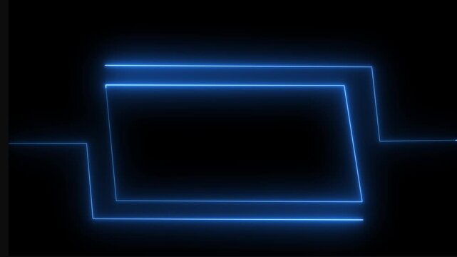 Universal Technology Line and frame Video overlay Neon futuristic HUD rectangle frame glowing animation. 4k video.