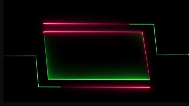 Universal Technology Line and frame Video overlay Neon futuristic HUD rectangle frame glowing animation. 4k video.