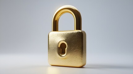 Naklejka premium Gold 3d padlock icon security concept