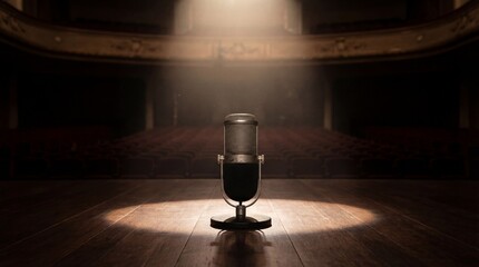 Turned Off Microphone on Empty Stage in Silence