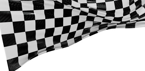 Obraz premium Close-up of a checkered flag waving in the wind. A symbol of racing, speed, competition, and victory. Perfect for sports