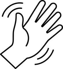 Fototapeta premium Waving hand icon in black outline style, symbolizing greeting or goodbye gesture