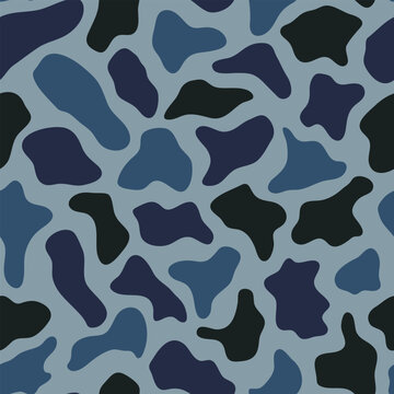 Seamless pattern illustration of duck camouflage (vector). Blue old school camo

