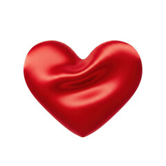 A shiny red heart with a glossy finish and a slight reflection on the surface. isolated on transparent background