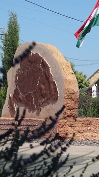 Great-Hungary statue among lavender bushes