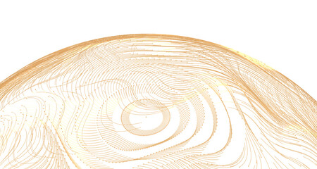 Fototapeta premium Abstract design featuring flowing lines and spiral patterns in warm golden tones against a clean white background, perfe