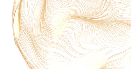 Abstract gold lines swirl against a white background. This elegant texture suggests motion, energy, and artistry, perfec