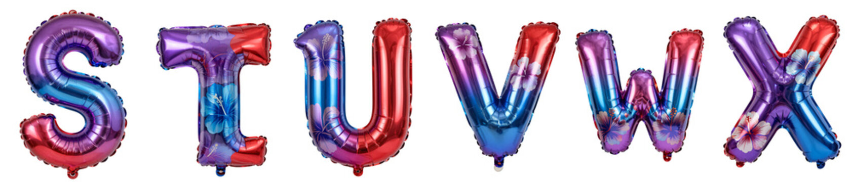 The letter S is the first letter of the word STUVWX. The letters are in different colors and are made of foil