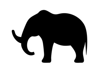 Obraz premium Black silhouette of an elephant walking on a white background