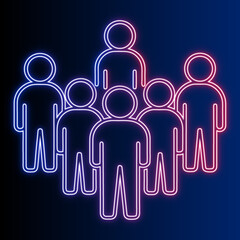 Group of People Neon Glow