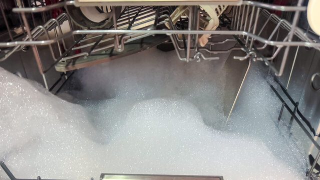 Dishwasher full of foam
