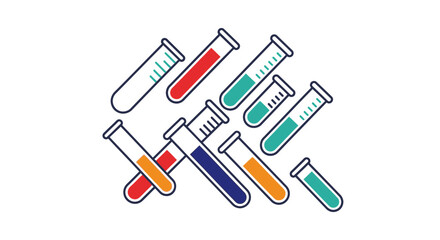 Colorful test tubes with different liquids in a crisscross pattern.