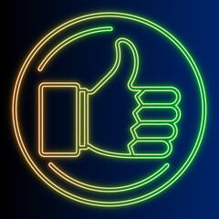 Bright Neon Thumbs Up Sign